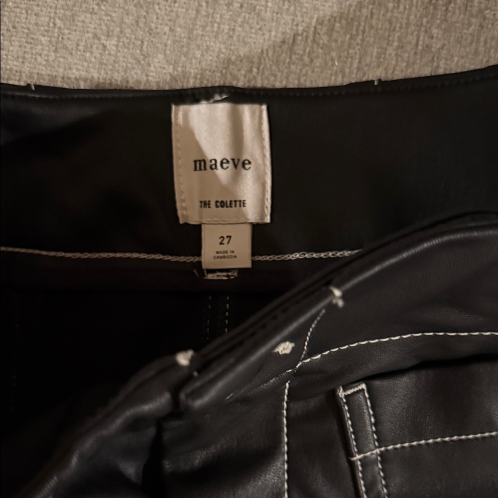 Maeve the Collette cropped wide leg pants - vegan leather top stitch edition - Picture 6 of 7